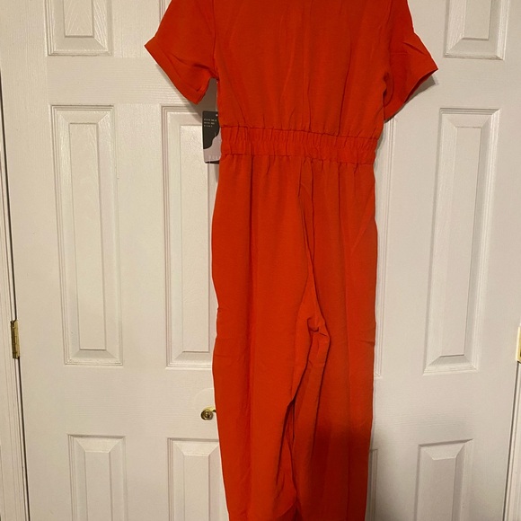 NWT Lovepoem brand orange red jumpsuit with jogger style bottom. - Picture 4 of 5
